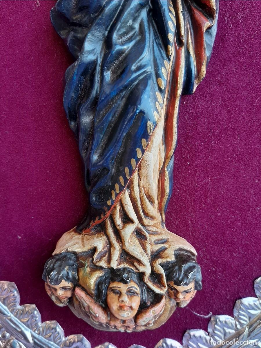 Antig&uuml;edades: CUADRO CON REPUJADO CON TALLA DE LA VIRGEN DE GUADALUPE - Foto 6