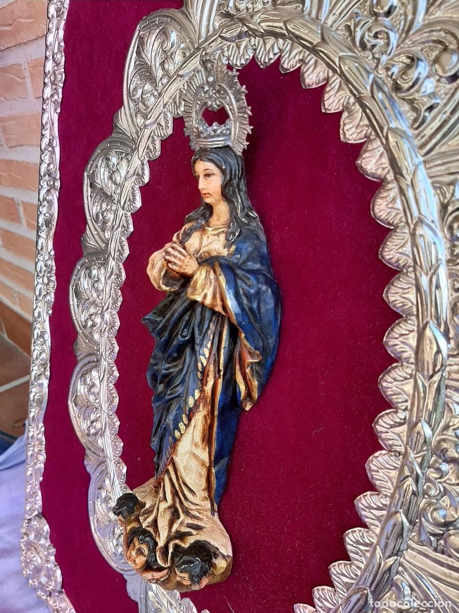 Antig&uuml;edades: CUADRO CON REPUJADO CON TALLA DE LA VIRGEN DE GUADALUPE - Foto 10