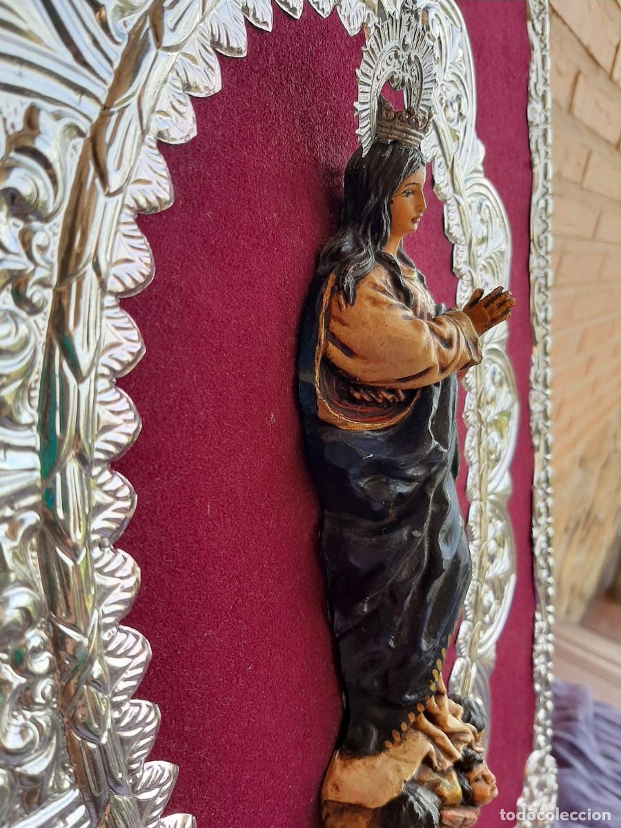Antig&uuml;edades: CUADRO CON REPUJADO CON TALLA DE LA VIRGEN DE GUADALUPE - Foto 12