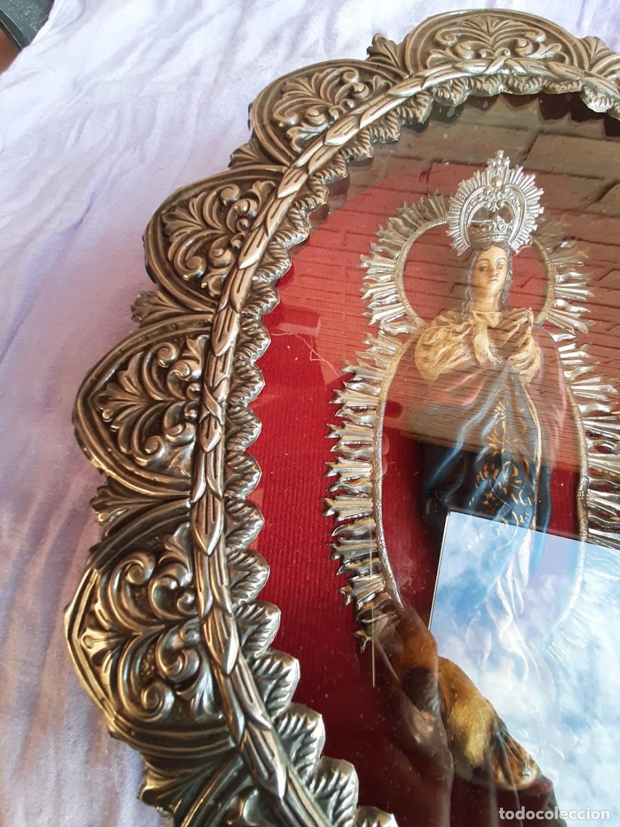 Antig&uuml;edades: CAPILLA REPUJADA CON TALLA DE LA VIRGEN DE GUADALUPE - Foto 9