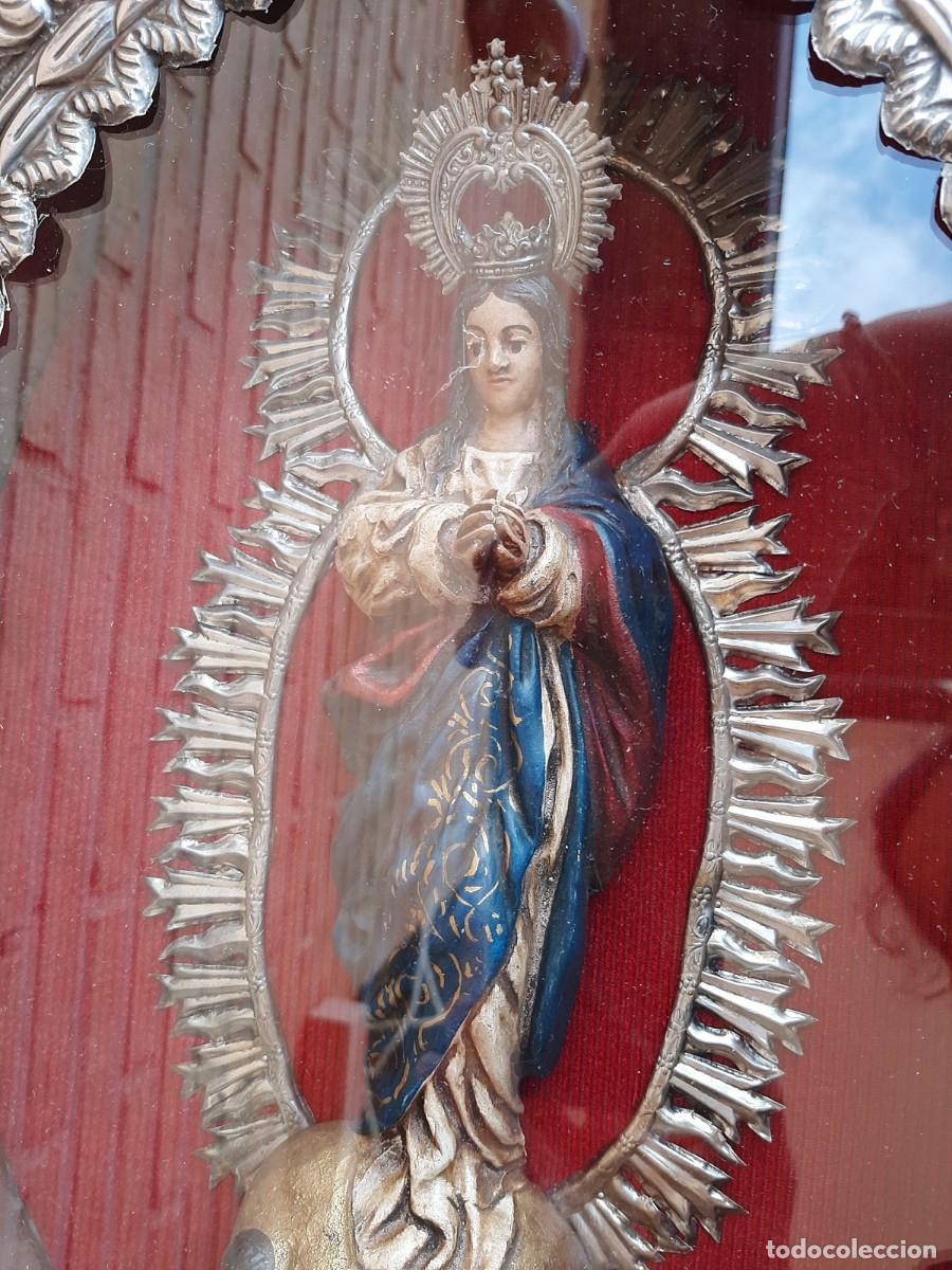 Antig&uuml;edades: CAPILLA REPUJADA CON TALLA DE LA VIRGEN DE GUADALUPE - Foto 16