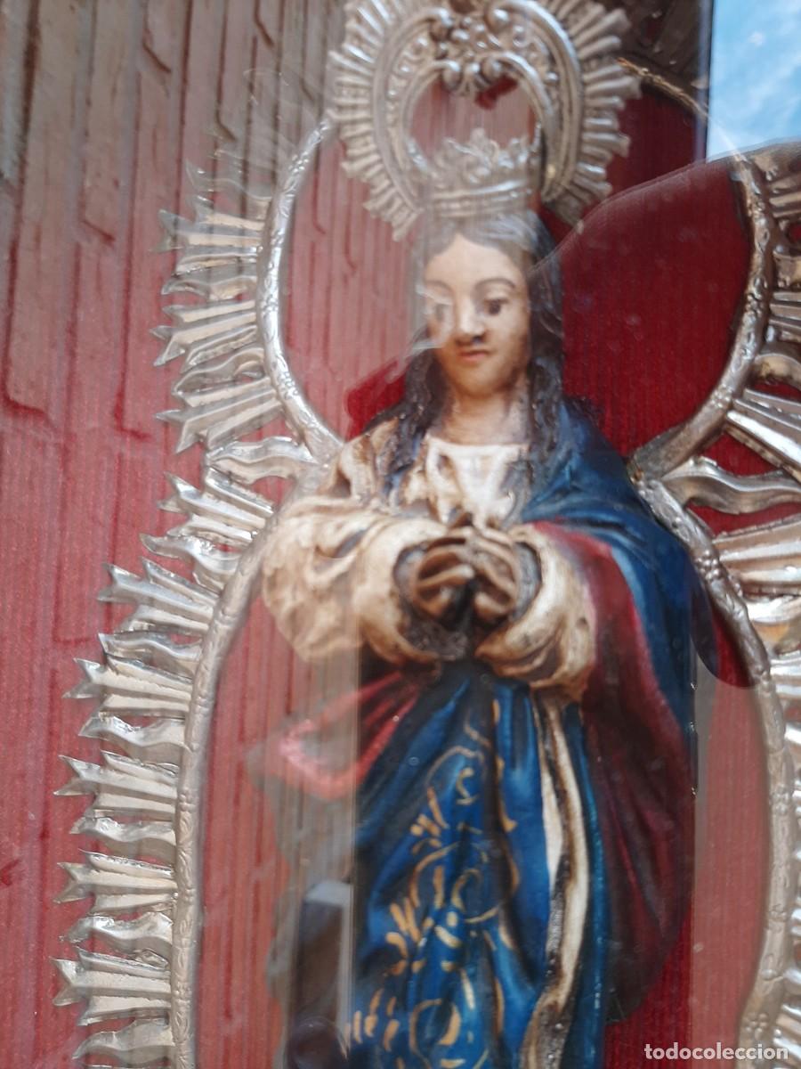 Antig&uuml;edades: CAPILLA REPUJADA CON TALLA DE LA VIRGEN DE GUADALUPE - Foto 17