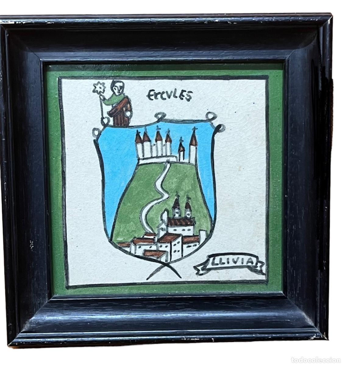 Antig&uuml;edades: AZULEJO O BALDOSA ENMARCADA DE ERCULES LLIVIA. - Foto 1