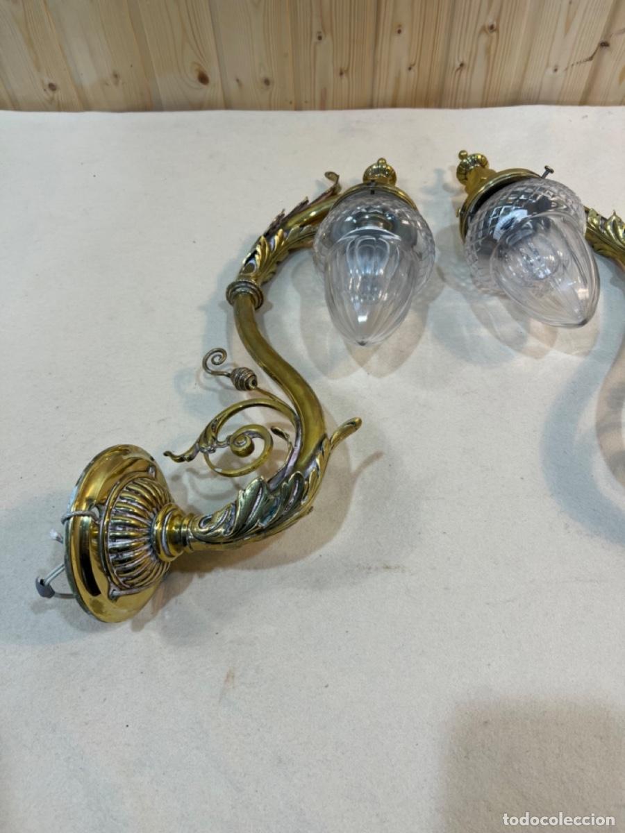 Antig&uuml;edades: PAREJA DE APLIQUES DE PARED EN BRONCE- - Foto 3