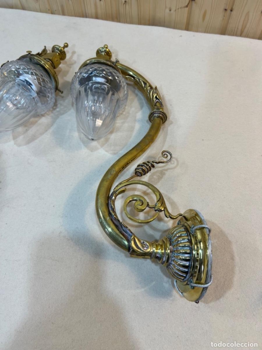 Antig&uuml;edades: PAREJA DE APLIQUES DE PARED EN BRONCE- - Foto 4