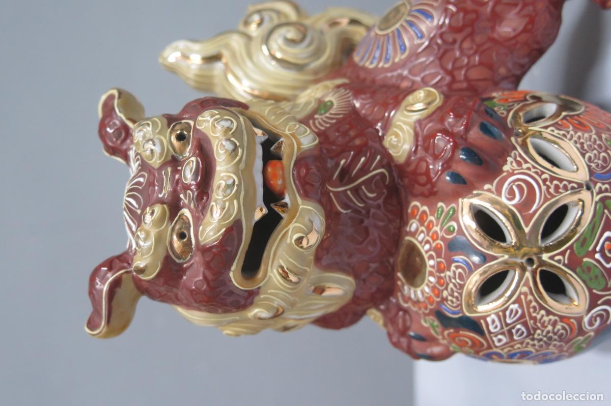 Antig&uuml;edades: PAREJA DE LEONES DE FOO. SATSUMA. JAPON - Foto 7