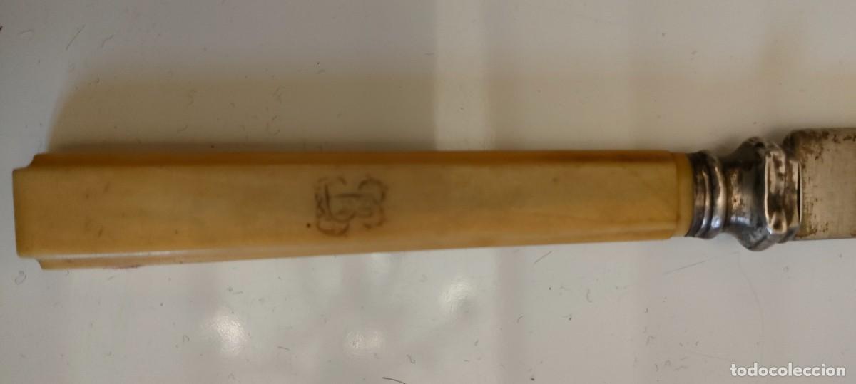 Antig&uuml;edades: CUCHILLO PLATA.XIX. MANGO MARFIL - Foto 3