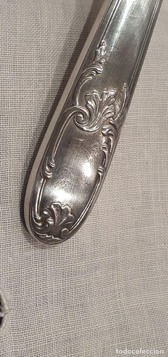 Antig&uuml;edades: 12 cuchillos postre / entrante ba&ntilde;o plata - Foto 2
