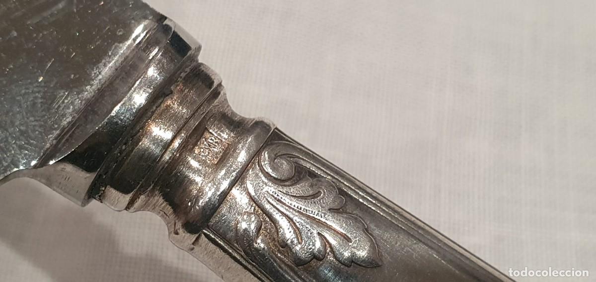 Antig&uuml;edades: 12 cuchillos postre / entrante ba&ntilde;o plata - Foto 3