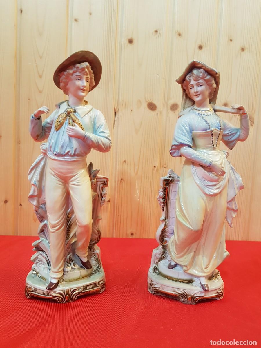 Antig&uuml;edades: PAREJA PORCELANA BISCUIT- - Foto 2