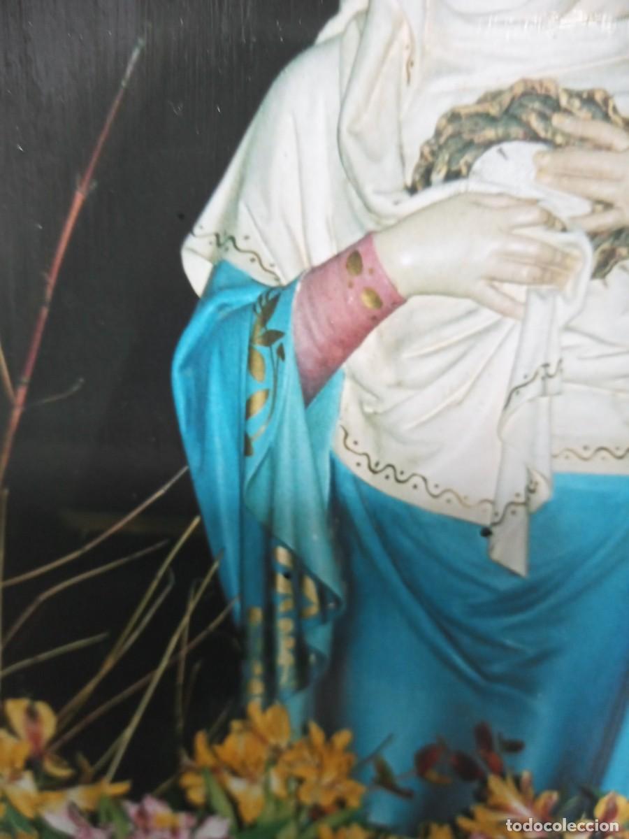 Antig&uuml;edades: BONITA VIRGEN SOBRE MADERA - Foto 9