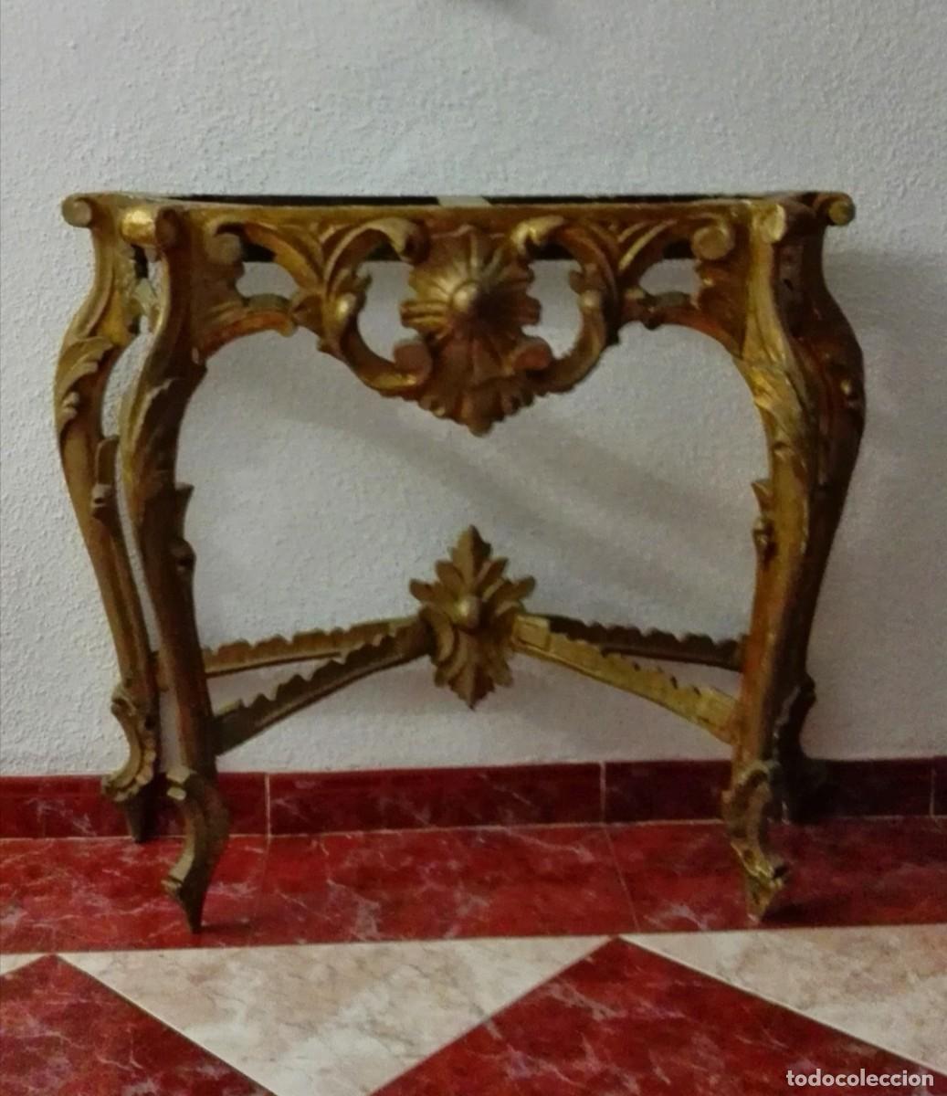 Antig&uuml;edades: Consola tallada en madera sobredorada - Foto 1