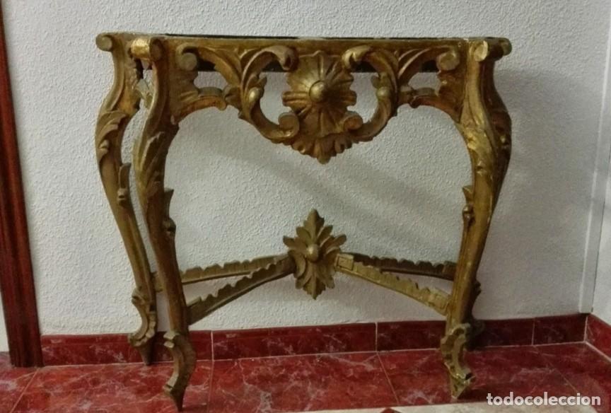 Antig&uuml;edades: Consola tallada en madera sobredorada - Foto 3