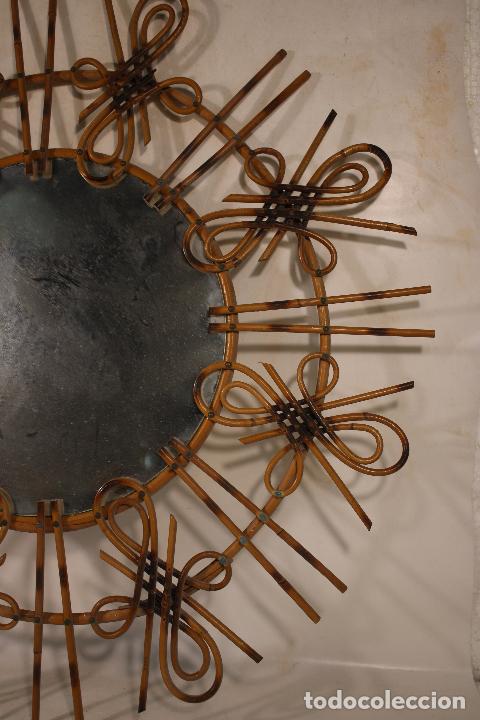 Antig&uuml;edades: espejo sol de mimbre - Foto 2