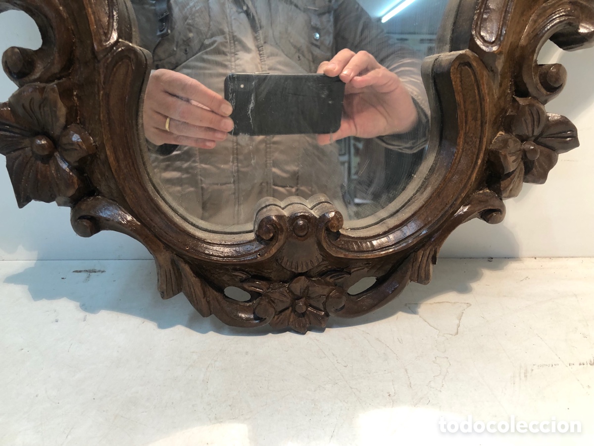 Antig&uuml;edades: ESPEJO DE TALLA MADERA. - Foto 4