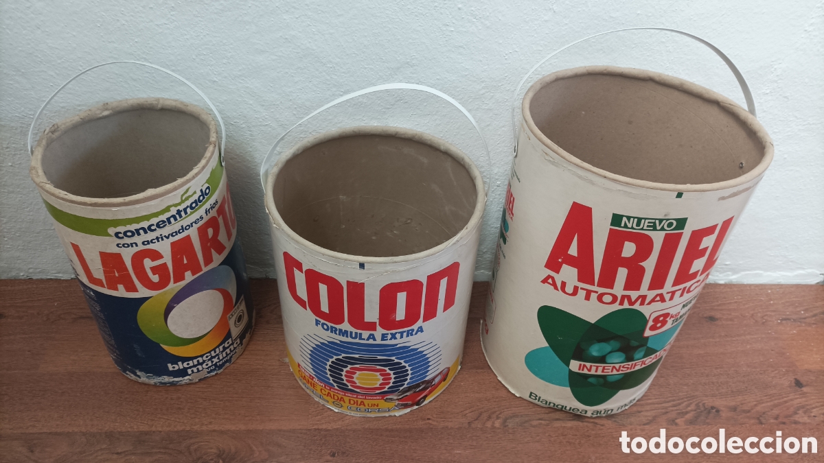 Antig&uuml;edades: 3 Botes o Cubos de Detergente antiguos - Foto 9