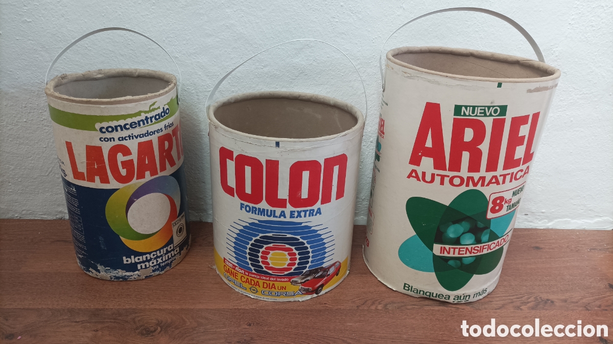 Antig&uuml;edades: 3 Botes o Cubos de Detergente antiguos - Foto 1