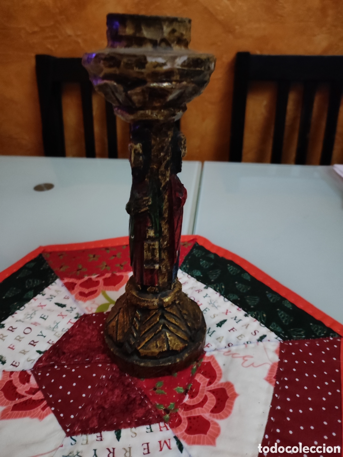 Antig&uuml;edades: Antiguo candelabro tallado - Foto 2