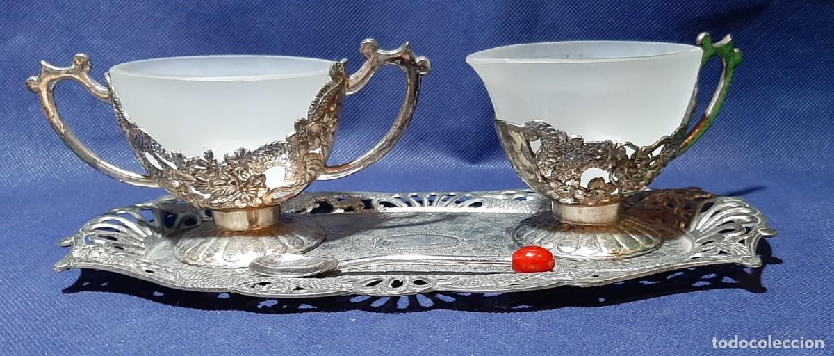 Antig&uuml;edades: Bandeja de az&uacute;car Creamer plateada - Foto 2