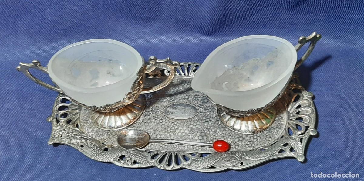 Antig&uuml;edades: Bandeja de az&uacute;car Creamer plateada - Foto 3