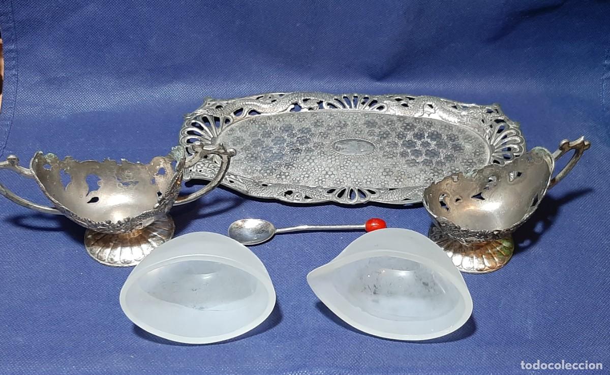 Antig&uuml;edades: Bandeja de az&uacute;car Creamer plateada - Foto 4