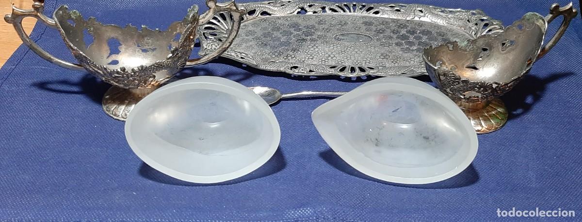 Antig&uuml;edades: Bandeja de az&uacute;car Creamer plateada - Foto 5