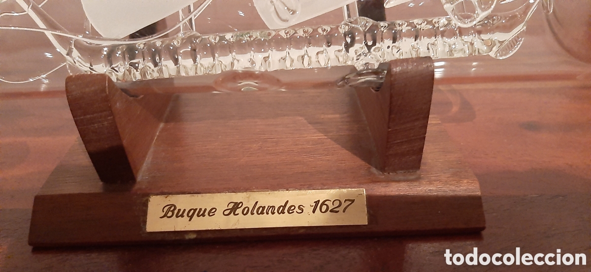 Antig&uuml;edades: VELERO DE CRISTAL EN BOTELLA DE VIDRIO - Foto 4