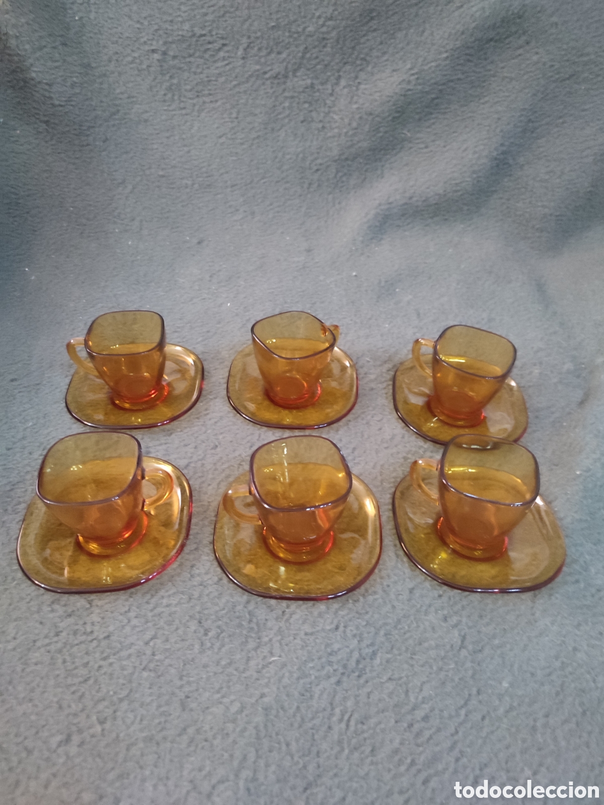 Antig&uuml;edades: Juego caf&eacute; &aacute;mbar veredo Francia vintage