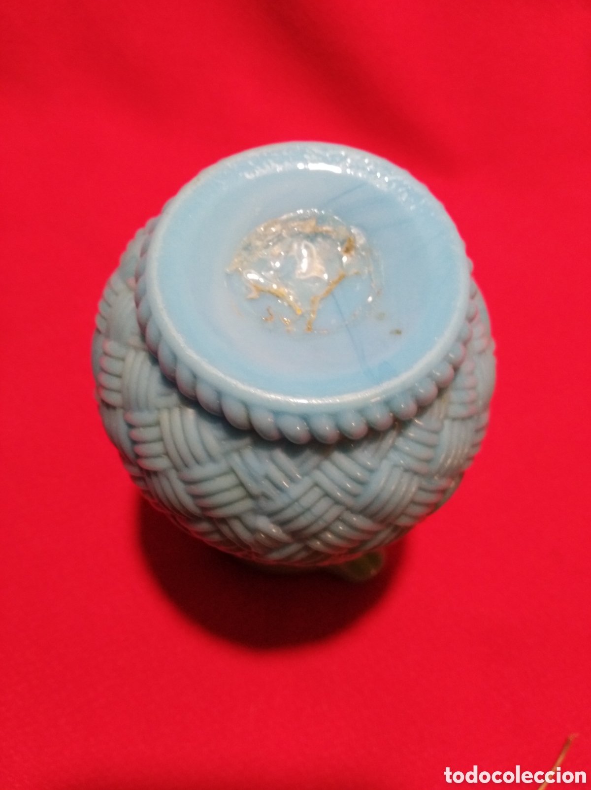 Antig&uuml;edades: Florero y jarra opalina turquesa - Foto 8