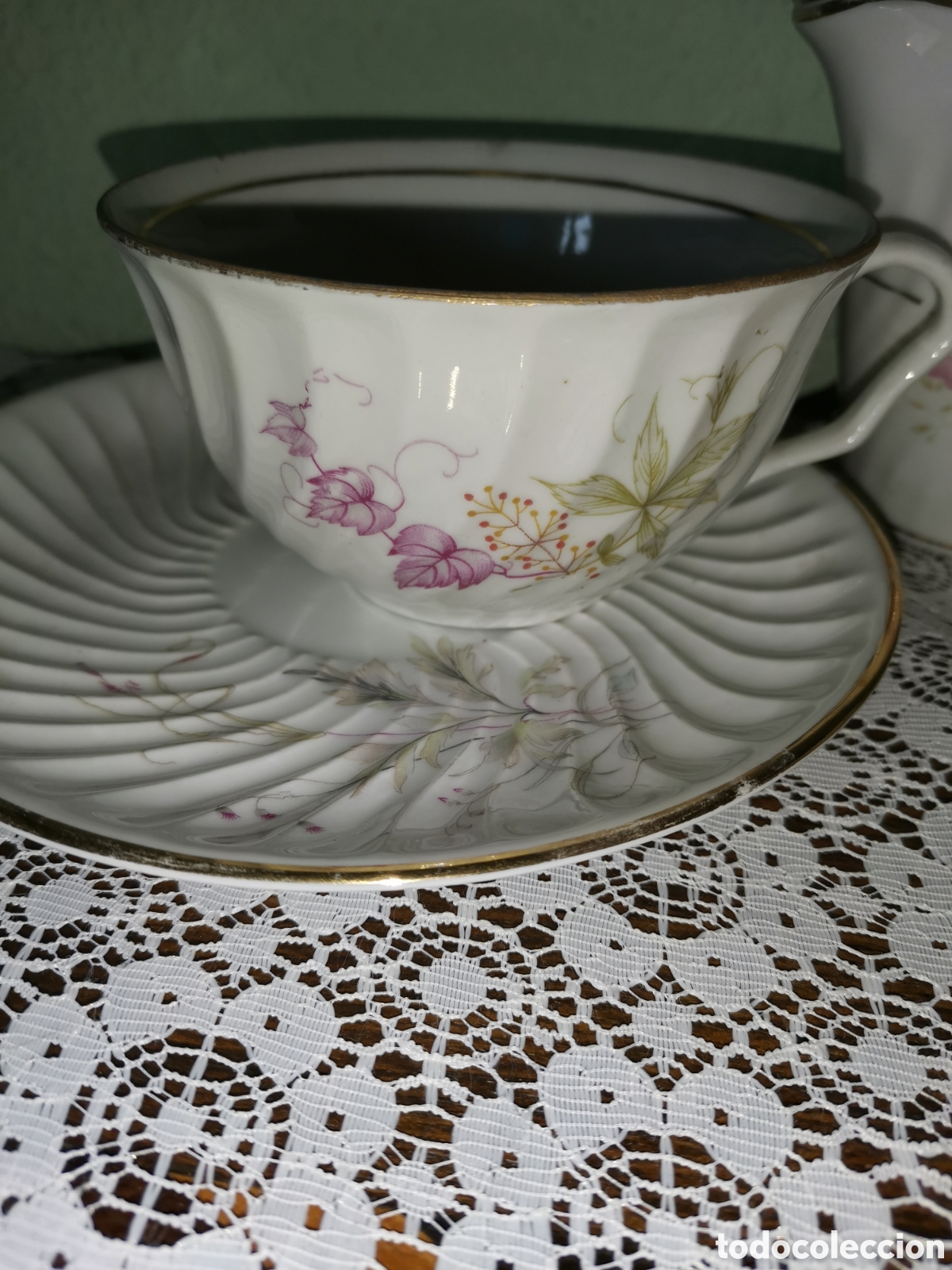 Antig&uuml;edades: Pareja de tazas de desayuno - Foto 2