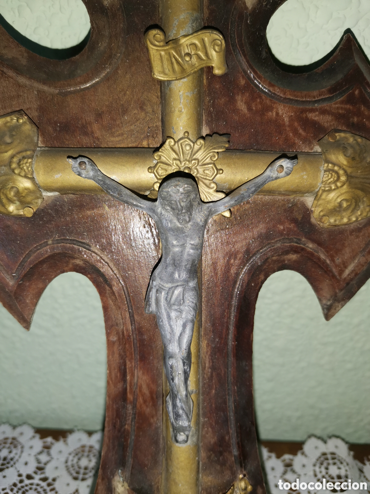 Antig&uuml;edades: Pareja de cruces, benditeras - Foto 2