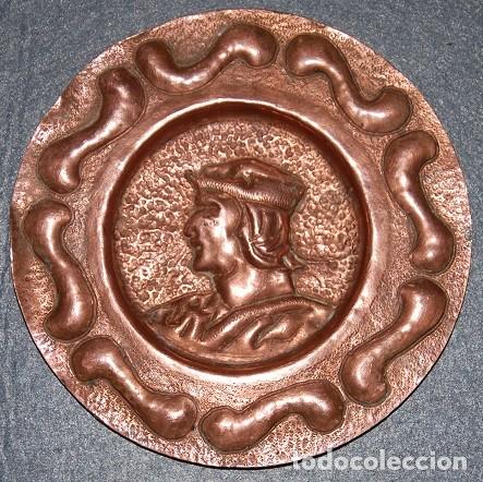 Antig&uuml;edades: PLATO DE COBRE CRISTOBAL COLON-11 - Foto 1