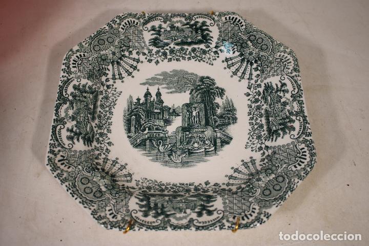 Antig&uuml;edades: plato verde octogonal de la cartuja - Foto 2