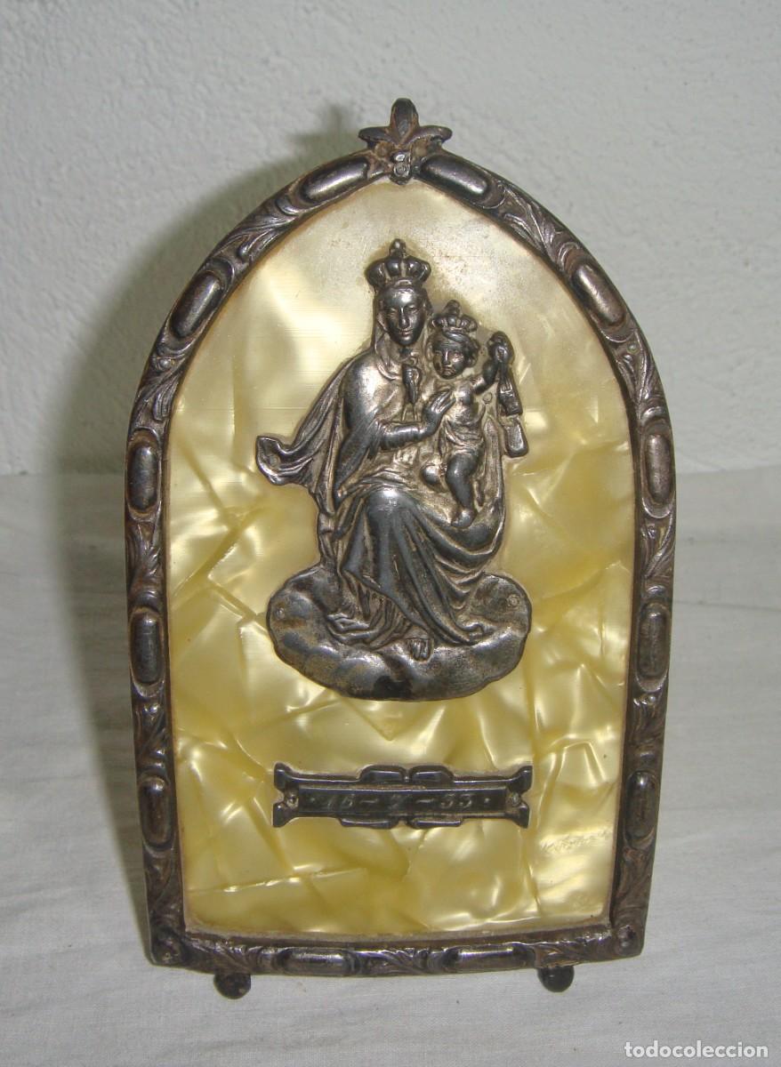 Antig&uuml;edades: Placa Devocional con altorrelieve de la Virgen del Carmen &ndash; circa 1933 - Foto 1