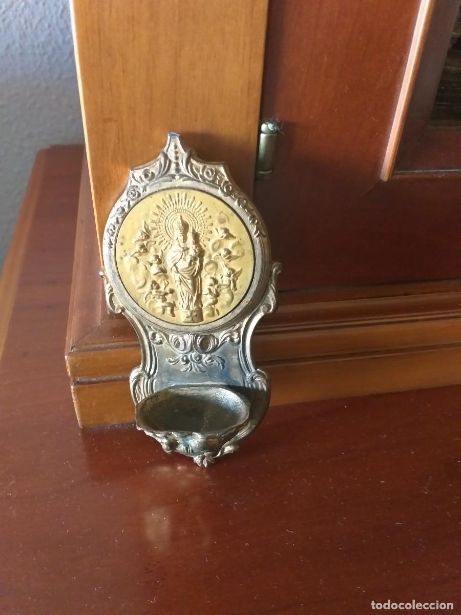 Antig&uuml;edades: benditera virgen con ni&ntilde;o y angeles - Foto 1