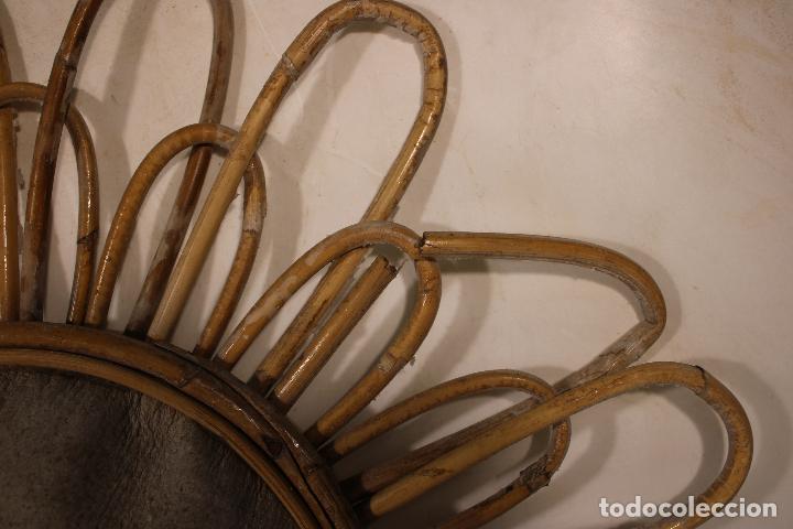 Antig&uuml;edades: espejo sol de mimbre - Foto 2