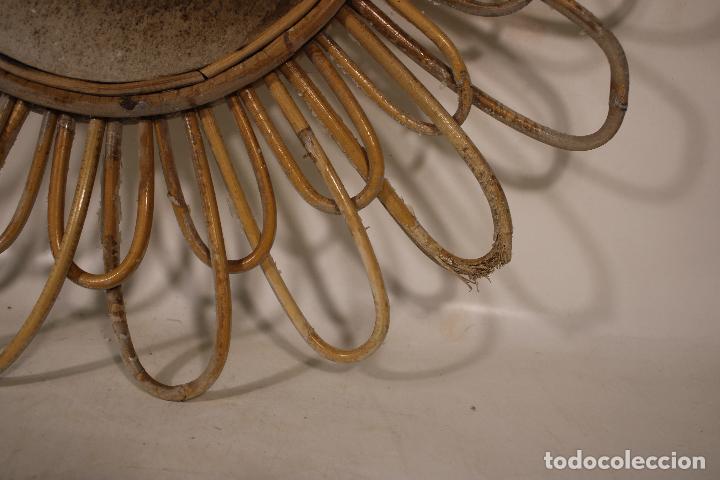 Antig&uuml;edades: espejo sol de mimbre - Foto 3