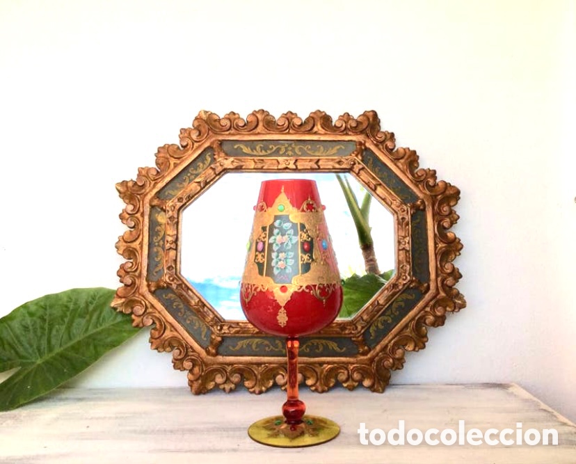 Antig&uuml;edades: ANTIGUO ESPEJO CORNUCOPIA DE MADERA - Foto 4