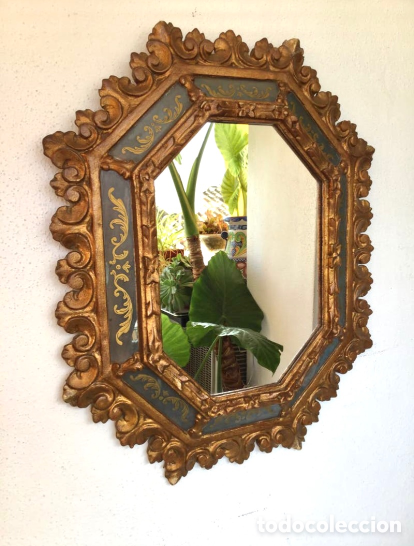 Antig&uuml;edades: ANTIGUO ESPEJO CORNUCOPIA DE MADERA - Foto 1