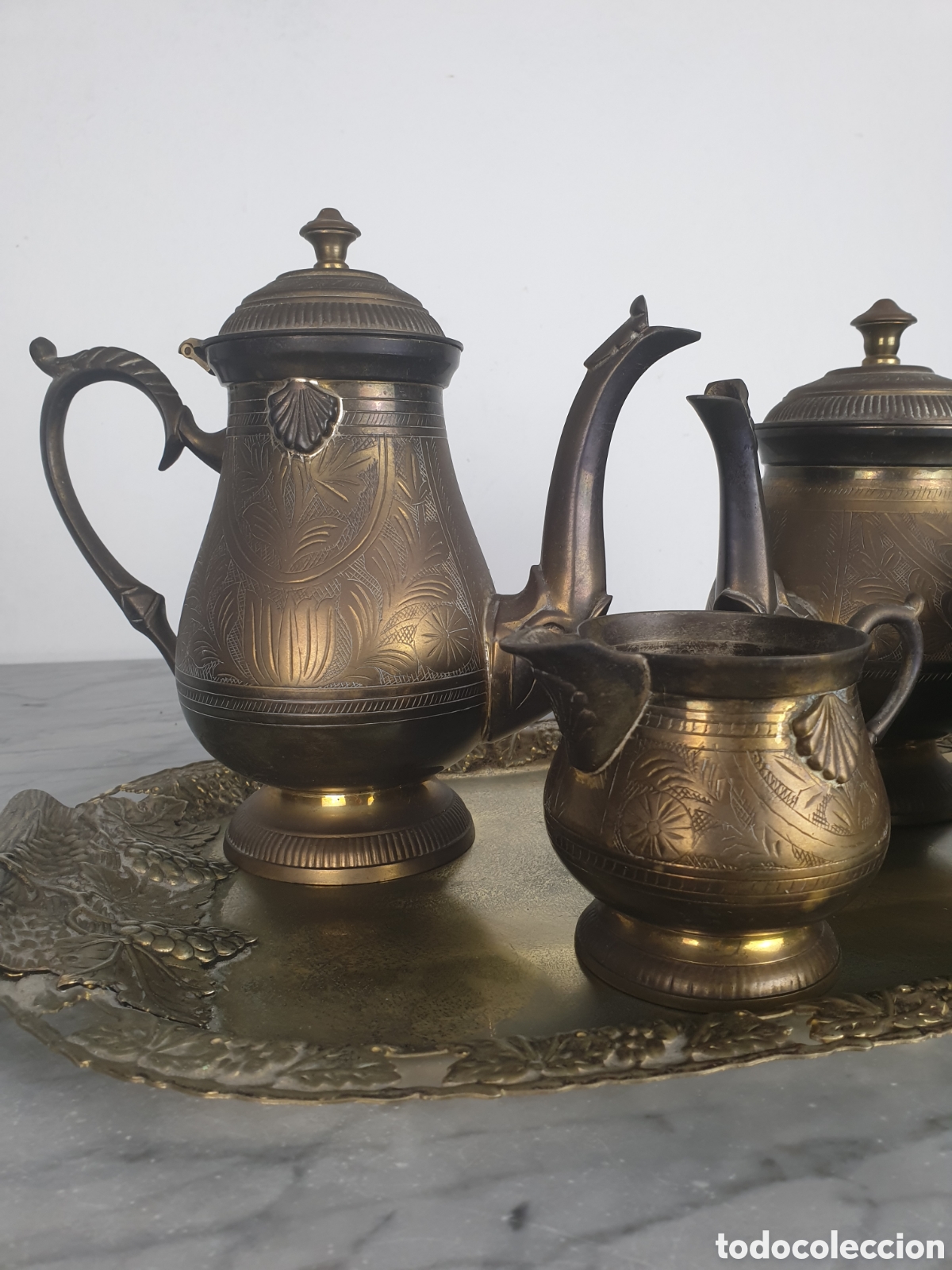 Antig&uuml;edades: Juego de t&eacute; y caf&eacute; con su bandeja - Foto 3