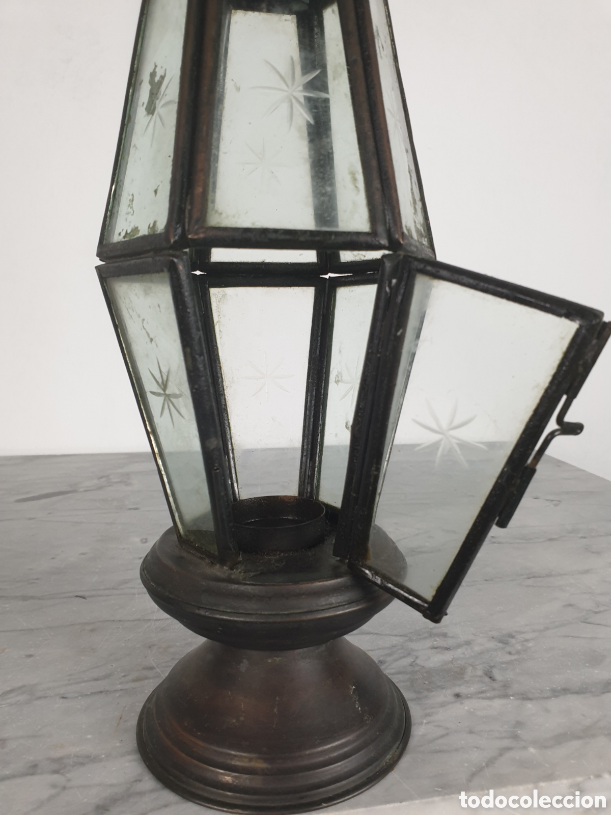 Antig&uuml;edades: Farol para vela a&ntilde;os 40 - Foto 2