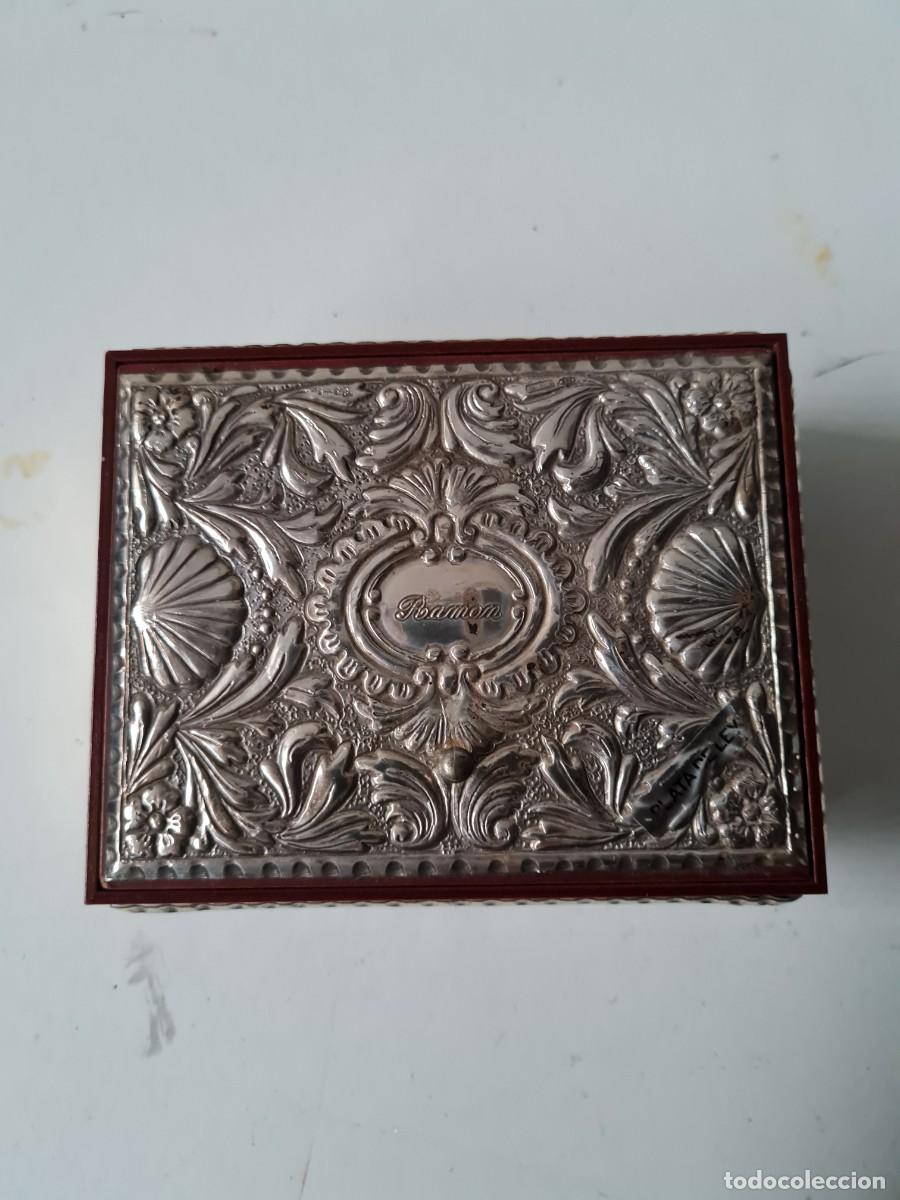 Antig&uuml;edades: CAJA PLATA Y MADERA 13 X 10 X 6 CMS - Foto 2