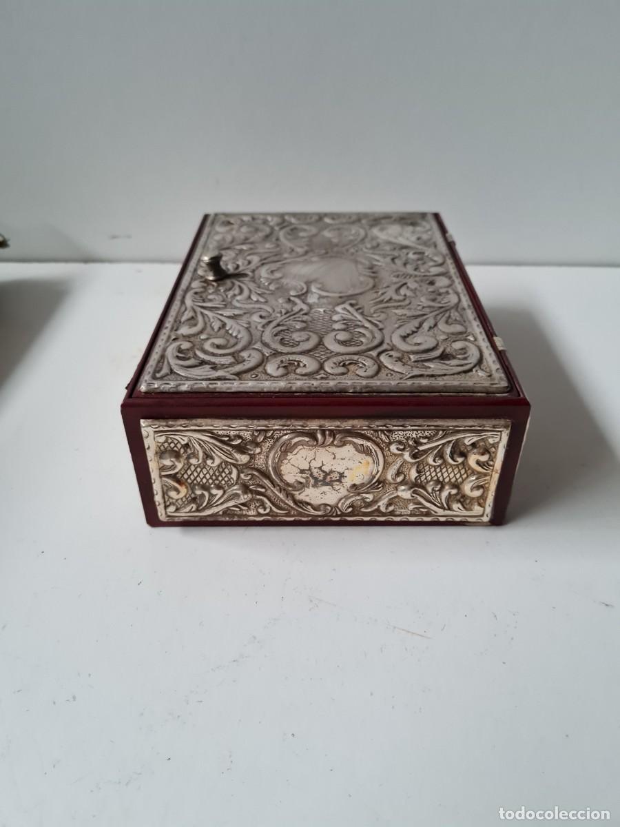 Antig&uuml;edades: CAJA PLATA Y MADERA 25 X 18 X 8 CMS - Foto 3
