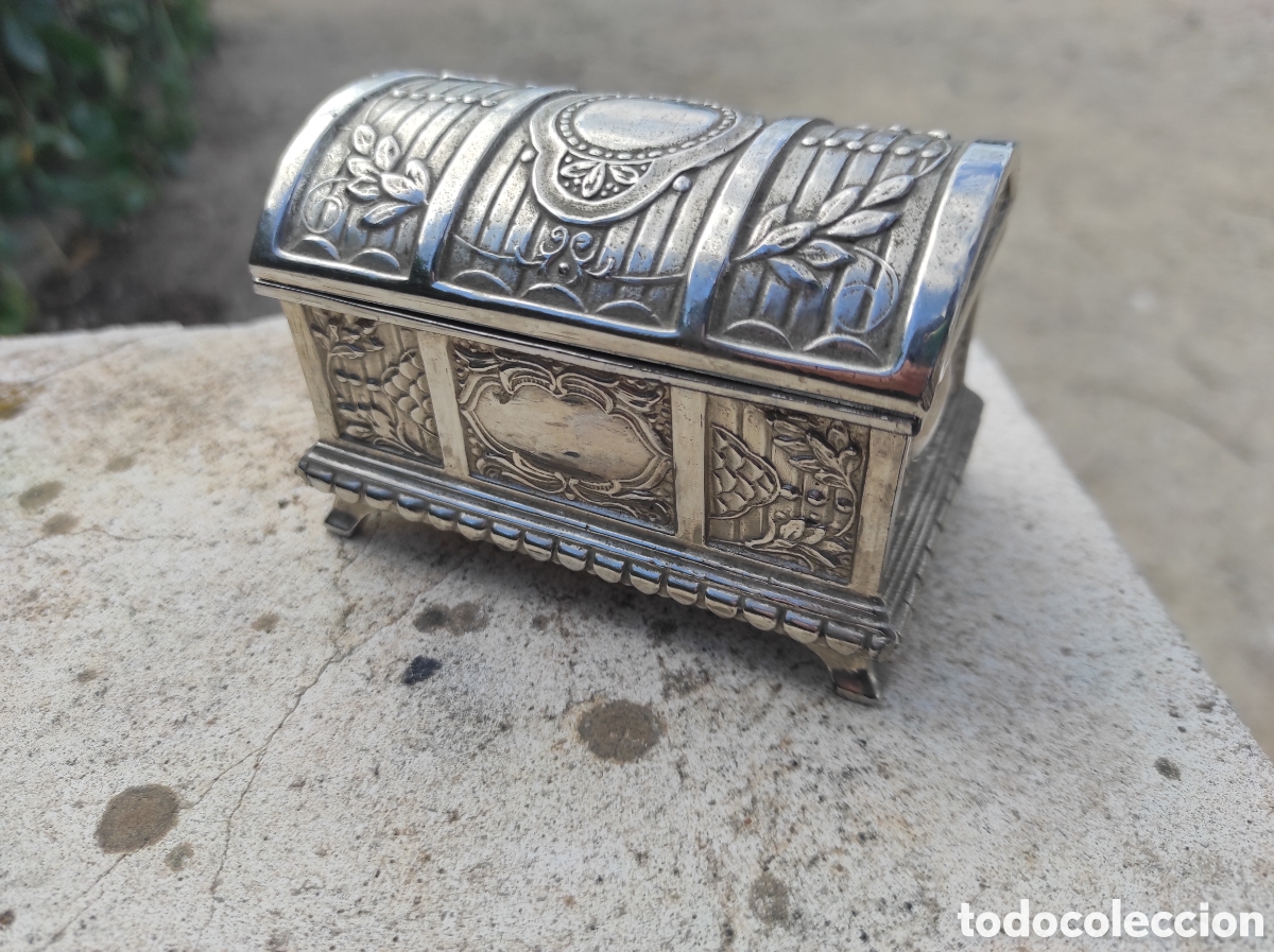 antiguo cofre - joyero en metal plateado - Compra venta en todocoleccion