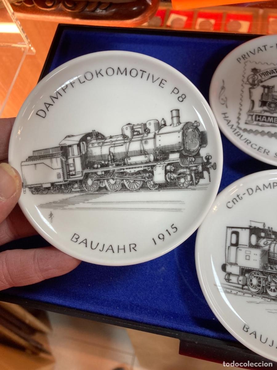 Antig&uuml;edades: Lote de 3 platitos tem&aacute;tica trenes - Foto 2