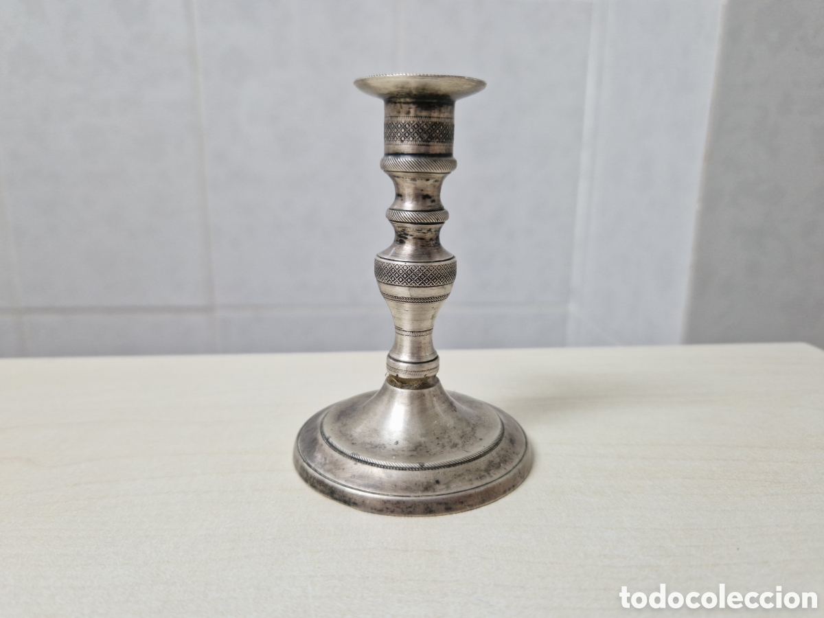 Antig&uuml;edades: BONITO CANDELABRO EN PLATA DE LEY 9 CM - Foto 2