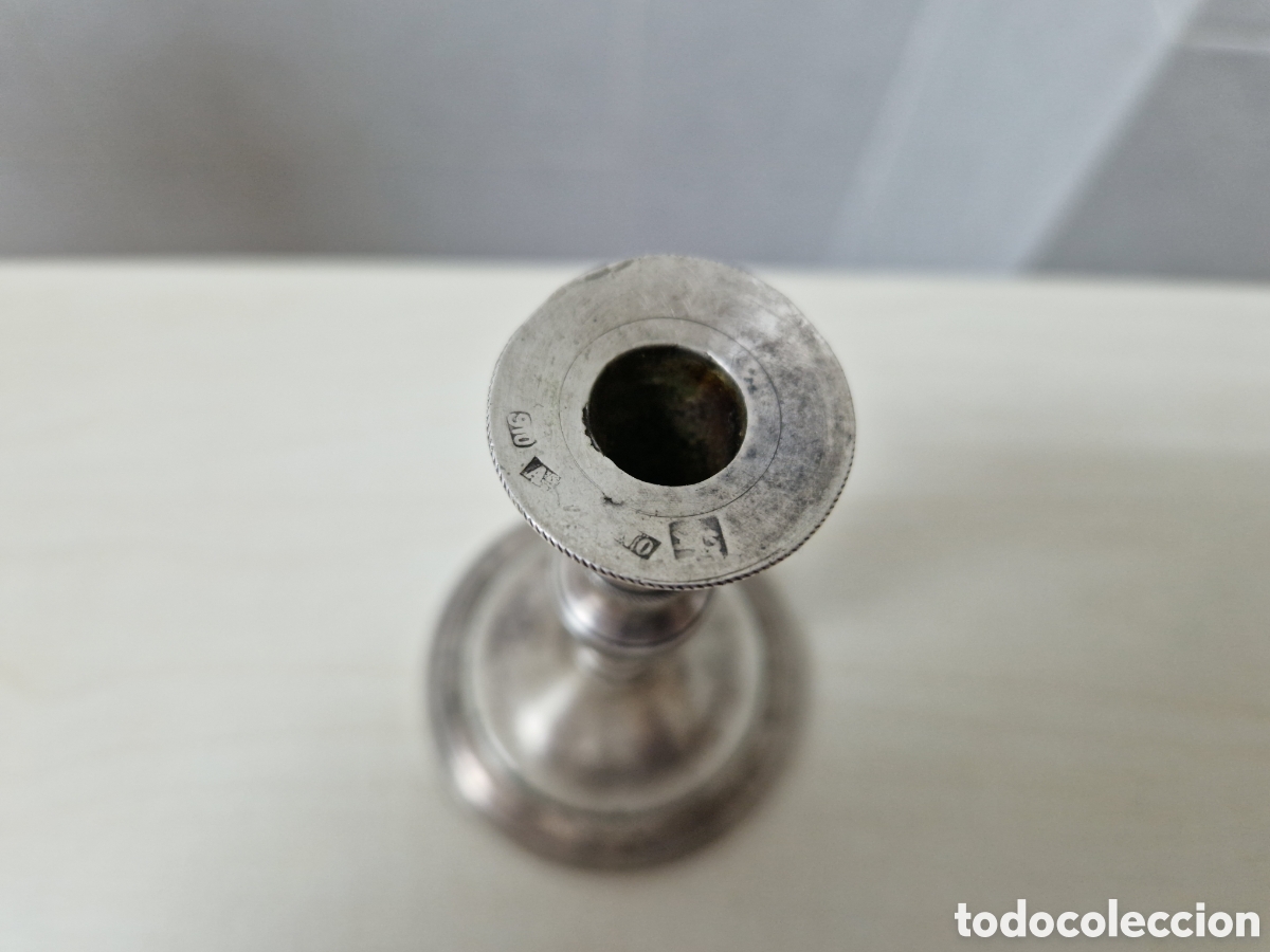 Antig&uuml;edades: BONITO CANDELABRO EN PLATA DE LEY 9 CM - Foto 3