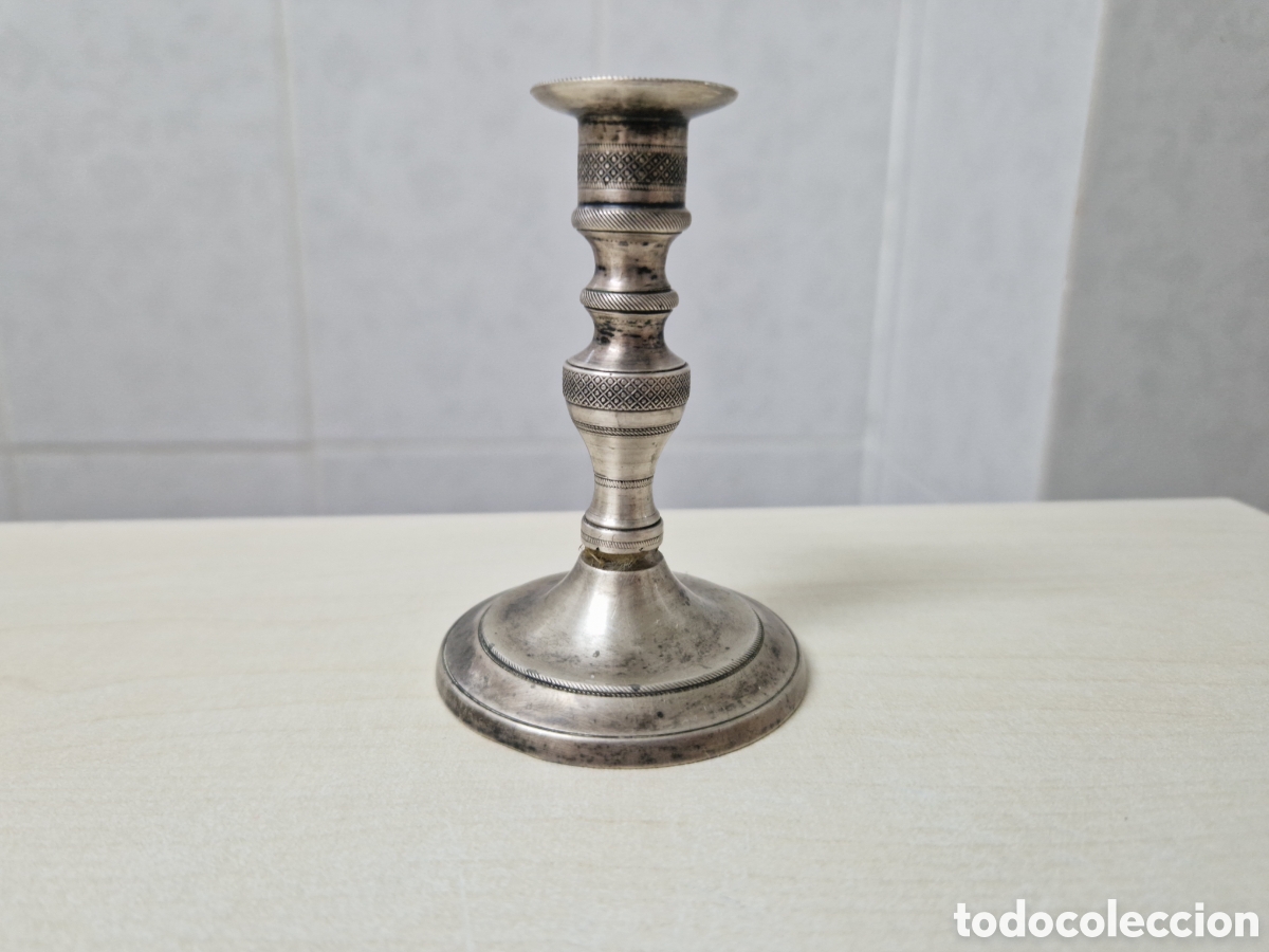 Antig&uuml;edades: BONITO CANDELABRO EN PLATA DE LEY 9 CM - Foto 1