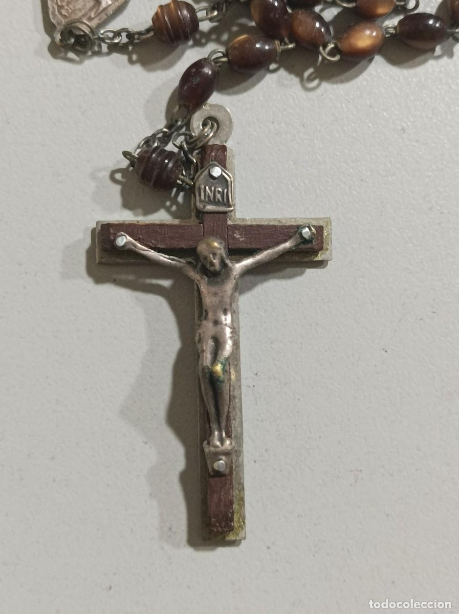 Antig&uuml;edades: ROSARIO antiguo con cuentas marrones - Foto 2