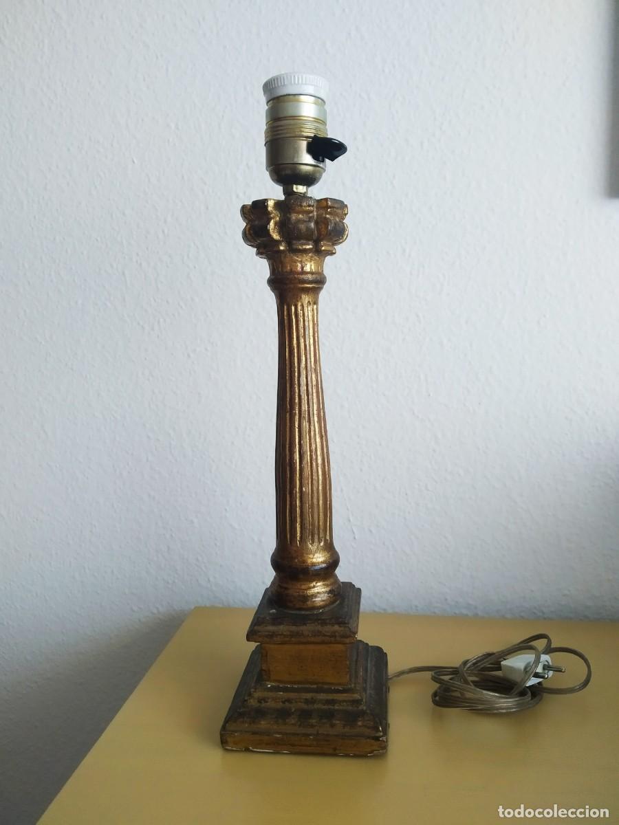 Antig&uuml;edades: L&aacute;mpara espa&ntilde;ola de madera tallada y pan de oro - Foto 1